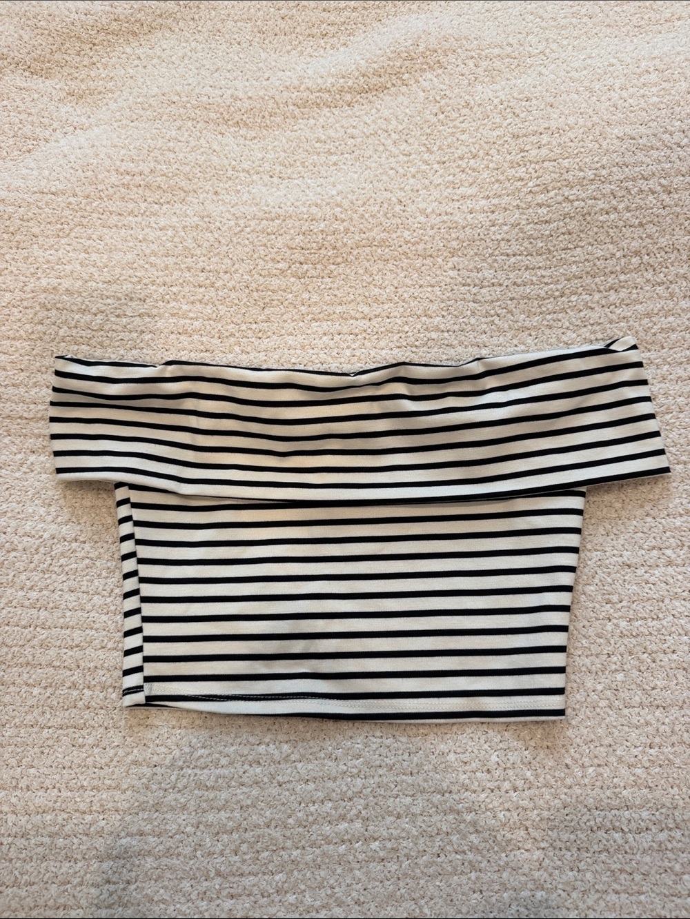 Altar'd State Black & White Striped Off-Shoulder Crop Top